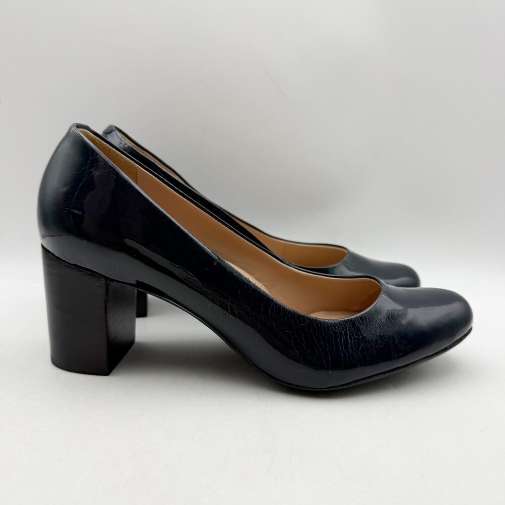 Marc Joseph New York Midtown Pumps US 8.5 Navy Blue Patent Leather Heels EUC